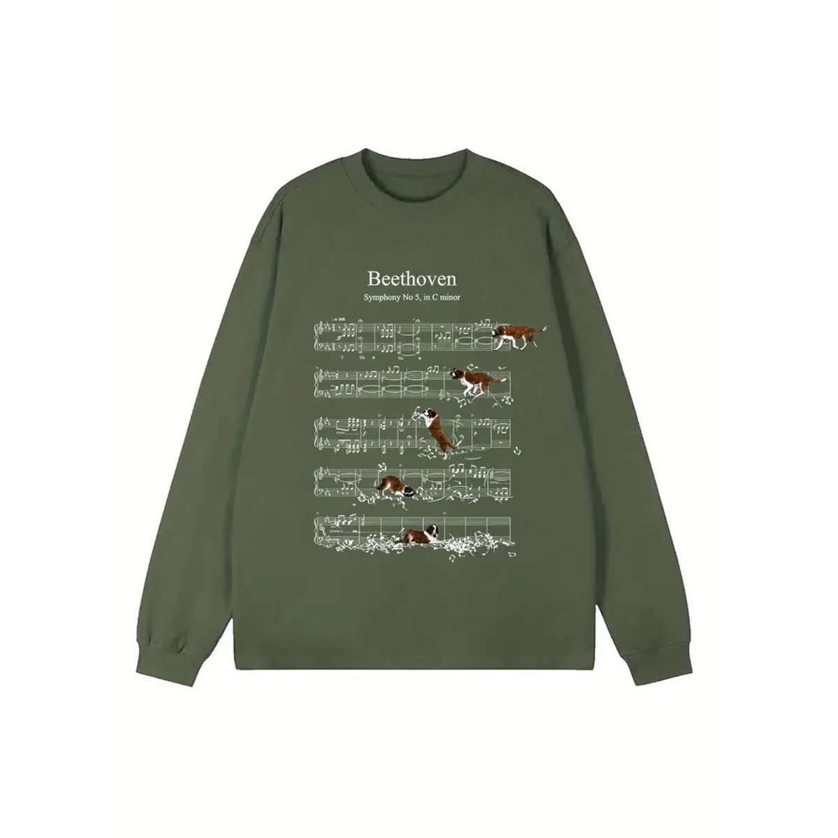 ROCK-HUS Damen Langarmshirt Beethoven Hunde Grün S