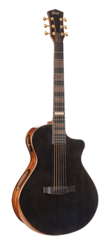 CORT Westerngitarre, Modern Black, Trans Black Gloss, Preamp, Koffer