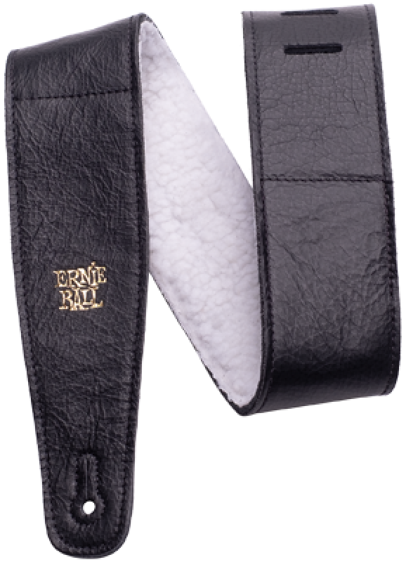 ERNIE BALL Gitarrengurt, 2,5", Ledergurt mit Kunstfell, schwarz