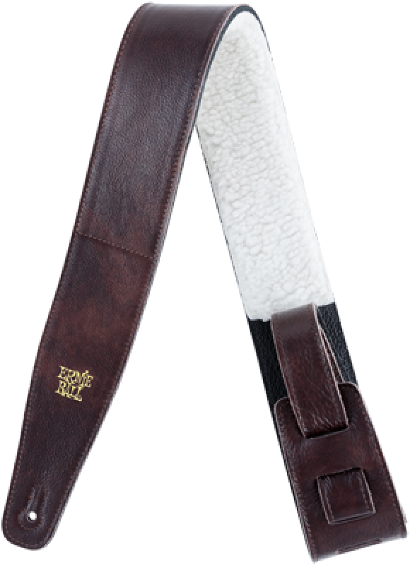 ERNIE BALL Gitarrengurt, 2,5", Ledergurt mit Kunstfell, kastanienbraun
