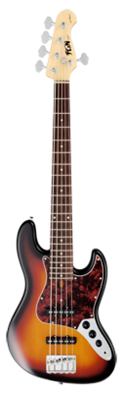 FGN Bassgitarre, Neo Classic JB-100, 5-Saiter, 3Tone Sunburst, Gigbag