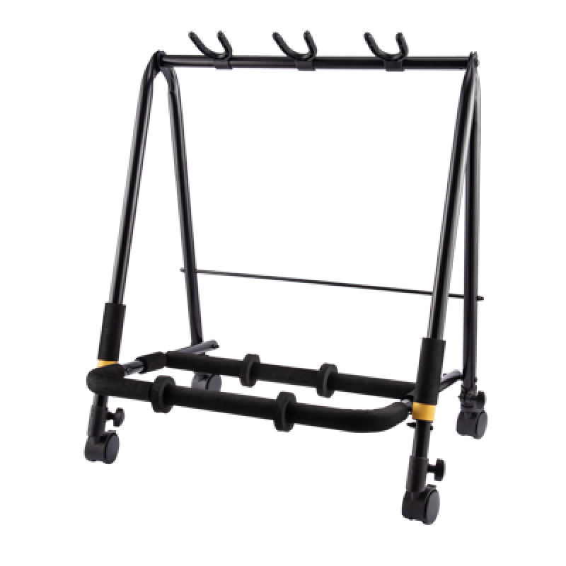 HERCULES Gitarrenrack, klappbar, für 3 Instrumente, inkl. Rollen