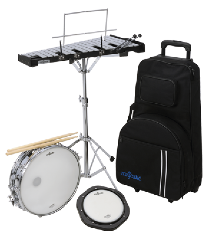 MAJESTIC Snare, Glockenspiel & Practice Pad Kit, 14x3,5", Ständer, Tro