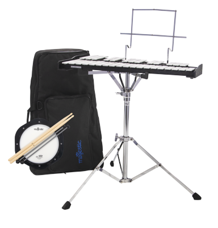MAJESTIC Glockenspiel & Practice Pad Kit, 8", Ständer, Rucksack