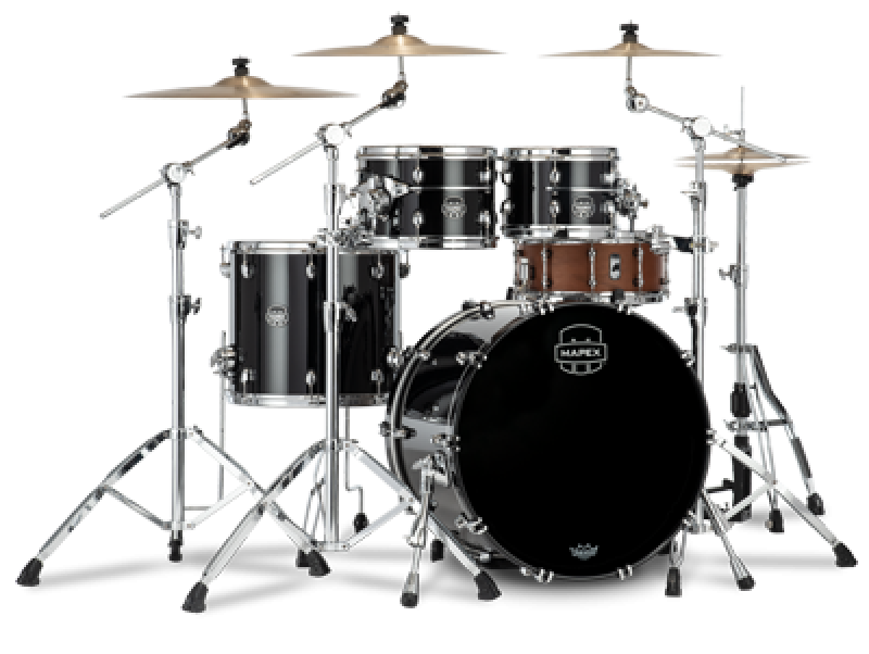 MAPEX Shellset, Saturn Evolution Birch, Stage, Piano Black #PB