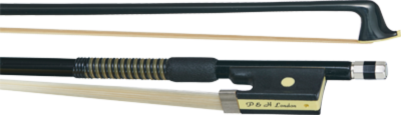 P&H Violinbogen 3/4, Fiberglas, schwarz, echter Rosshaarbezug