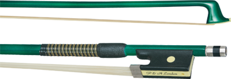 P&H Violinbogen 3/4, Fiberglas, grün, echter Rosshaarbezug