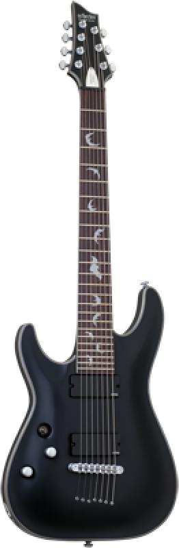 SCHECTER E-Gitarre, Damien Platinum-7, Satin Black, Linkshänder