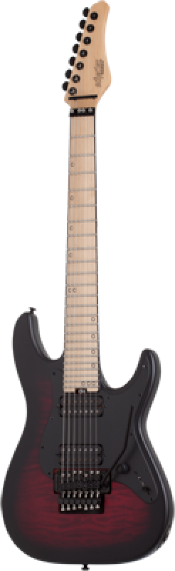 SCHECTER E-Gitarre, Miles Dimitri Baker-7 FR, Crimson Red Burst Satin
