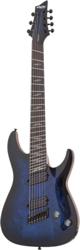 SCHECTER E-Gitarre, Omen Elite 7, MultiScale, See Thru Blue Burst