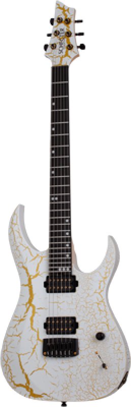 SCHECTER E-Gitarre, USA Sunset Extreme, White and Gold Satin Crackle